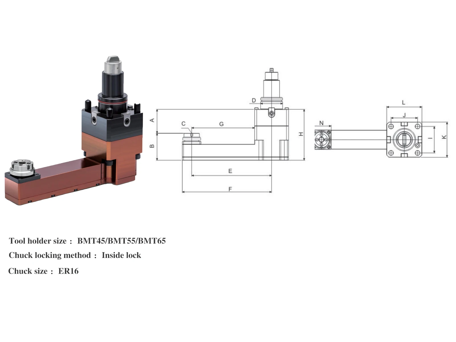 China CNC Machine Accessory BMT45/BMT55/BMT65 BMT Series High Precision Inner Groove Driven Tool Holder