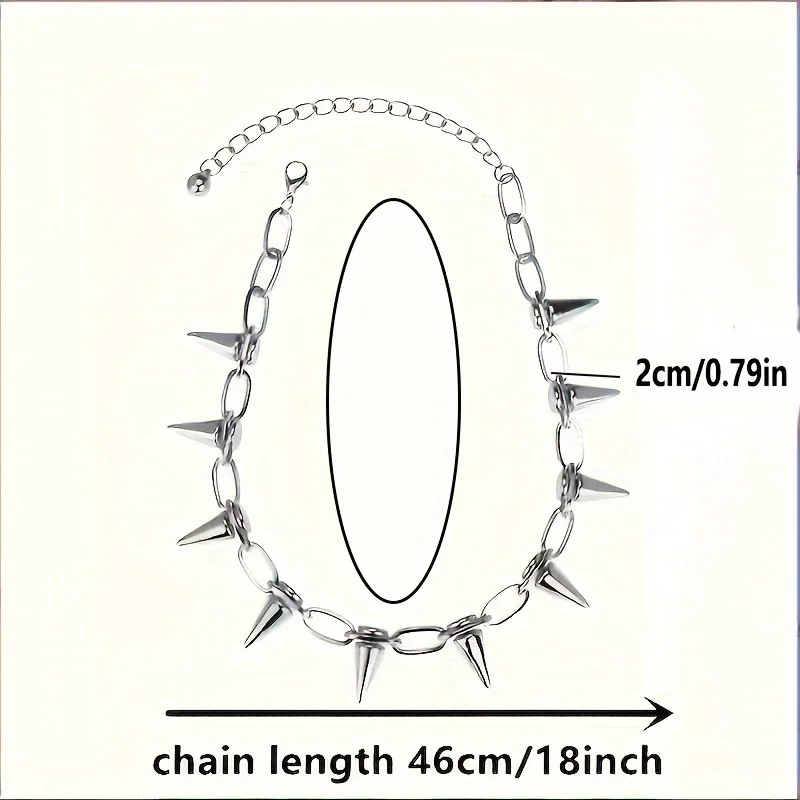 Punk Gothic Studded Rivet Spikes Choker Necklace Vintage Party Birthday Lovers Gift Unisex Metal Chain Cosplay Accessories