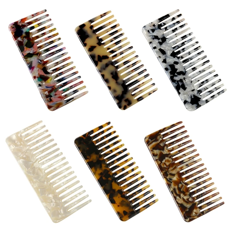 Wide Tooth Pocket Hair Comb Cellulose Acetate Tortoise Detangling Hairbrush Tool D0UE