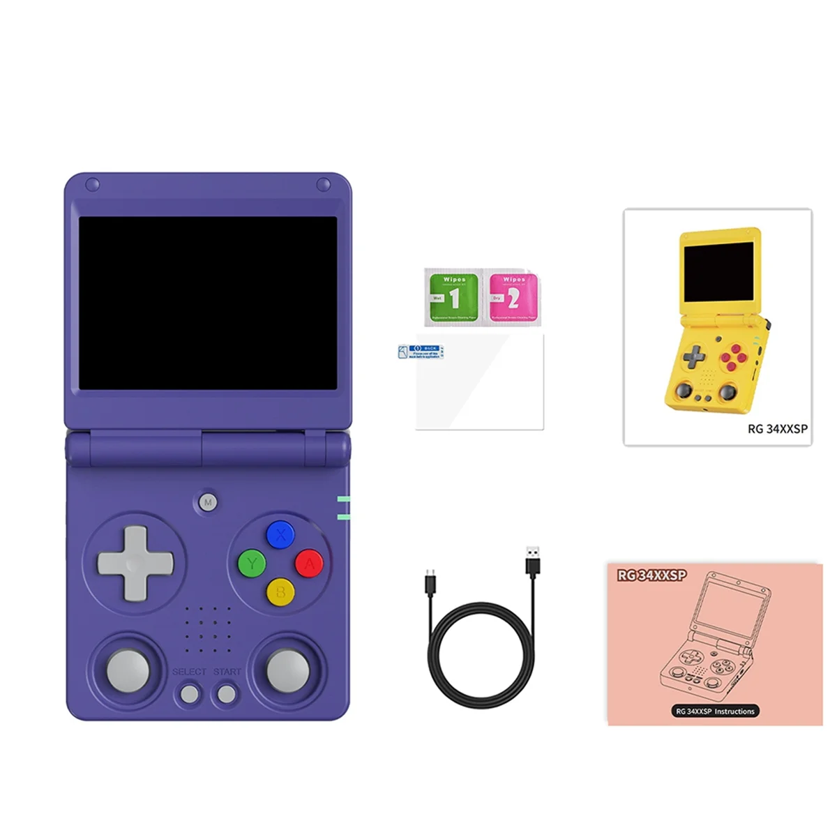 

Y04A RG34XXSP Flip Handheld Game Console 3.4 Inch IPS Screen 64G 5K Games 3300mAh Foldable WIFI Retro Video Gaming Player,A