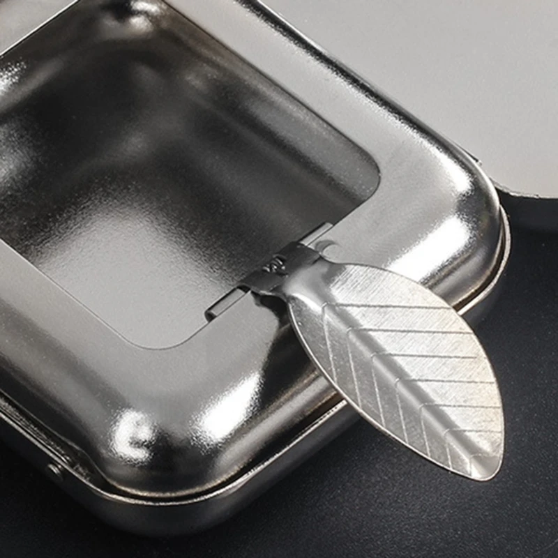 Stainless Steel Ashtray with Lid Metal Smoking Portable Cigarette Supplies