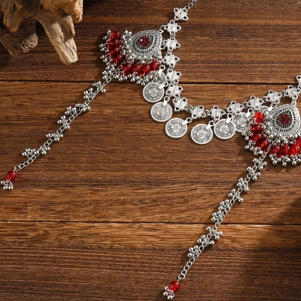 Trendy Alloy Hair Chains Waterdrop Tassel Long Chain Forehead Chain Ethnic Style Hair Tassel Chains Women