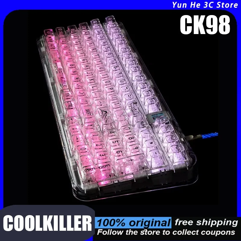 CoolkillerCK98 Mechanical Keyboard 3Modes 24G Wireless Transparent Custom Design Arctic Bear Color Gaming Esports Hot-Swappable