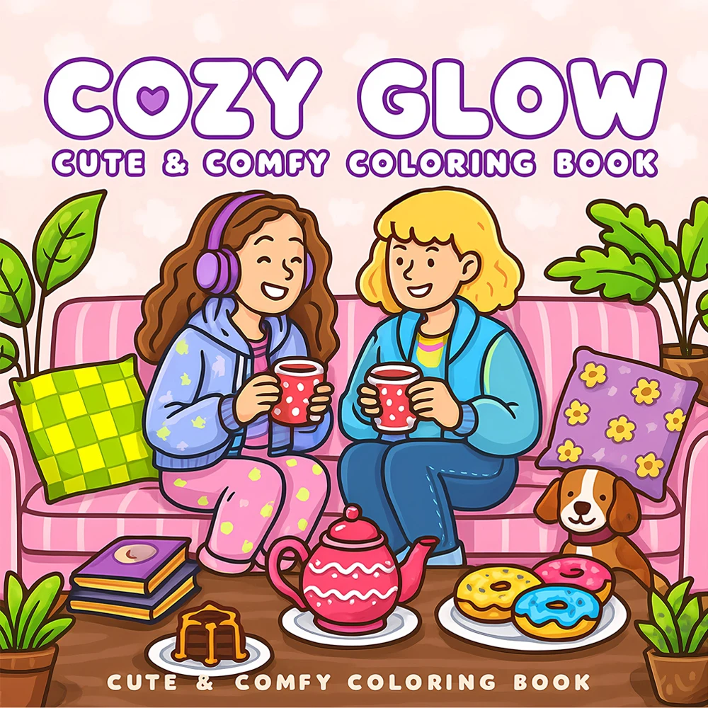 COZY GLOW Coloring Book for Adults Featuring Cute Cozy Daily Activities for Relaxation (Cozy Spaces Coloring) ﻿