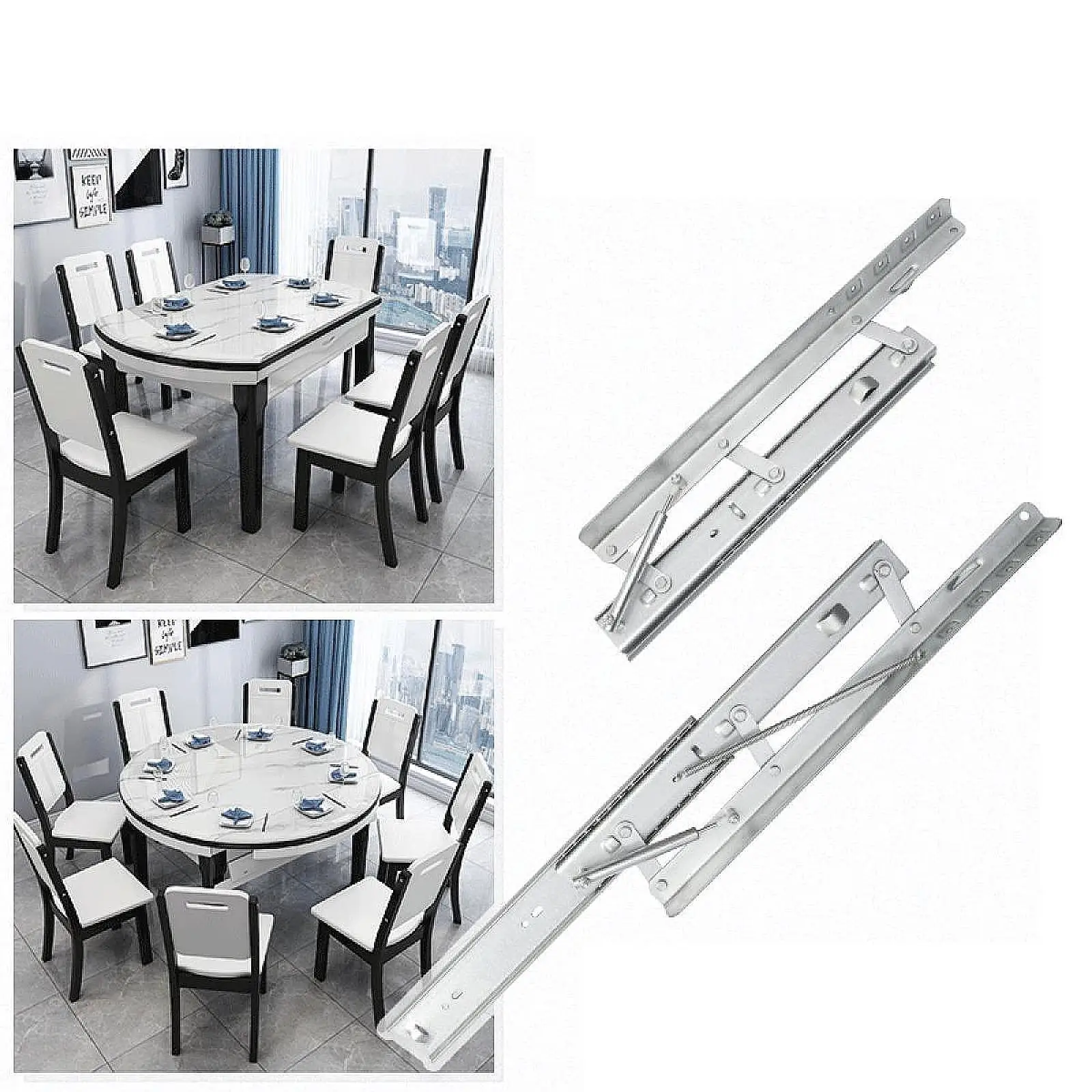 Adjustable Lifting Table Slide Rail Heavy Duty Folding Bracket for Square or Round Tables