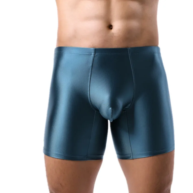 

Мужские трусы-боксеры из ледяного шелка, однотонные, облегающие, с удлиненными штанинами, средней посадки, спортивные, M-XXL