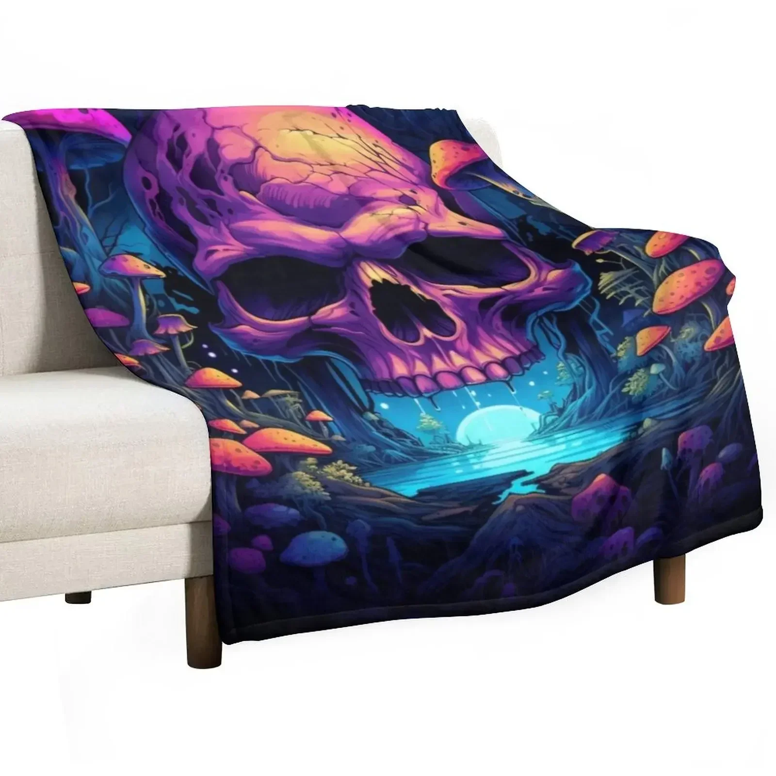 

Cool Anime LSD Neon Skull Throw Blanket Summer Beddings Soft Decorative Throw Luxury Throw Blankets