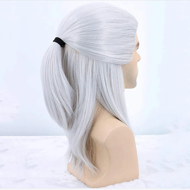 HAIRJOY Silber Weiß Cosplay Perücke Lange Gerade Kostüm Perücken Synthetische Haar Hitzebeständige Faser – Detail 6