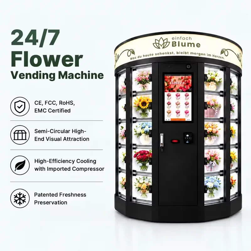 Commercial Semi Circle Smart Automatic Fresh Flower Vending Machine with Card Payment Touch Screen