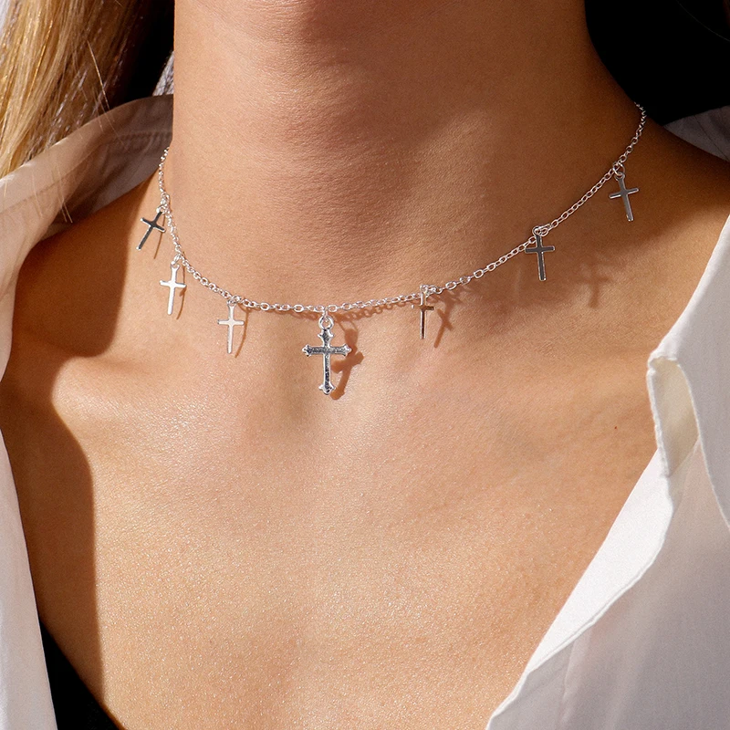 Aihua Mehrere Kleine Kreuz Schlüsselbein Kette Halsketten & Anhänger für Frauen Heißer Verkauf Femininos Colares Party Schmuck – Detail 1