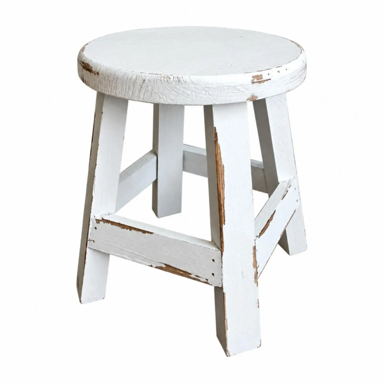 Small White Wooden Plant Stand Weathered Oval-Top Plant Stand with Four Angled Legs Compact Small Display Pedestal for Balcony,