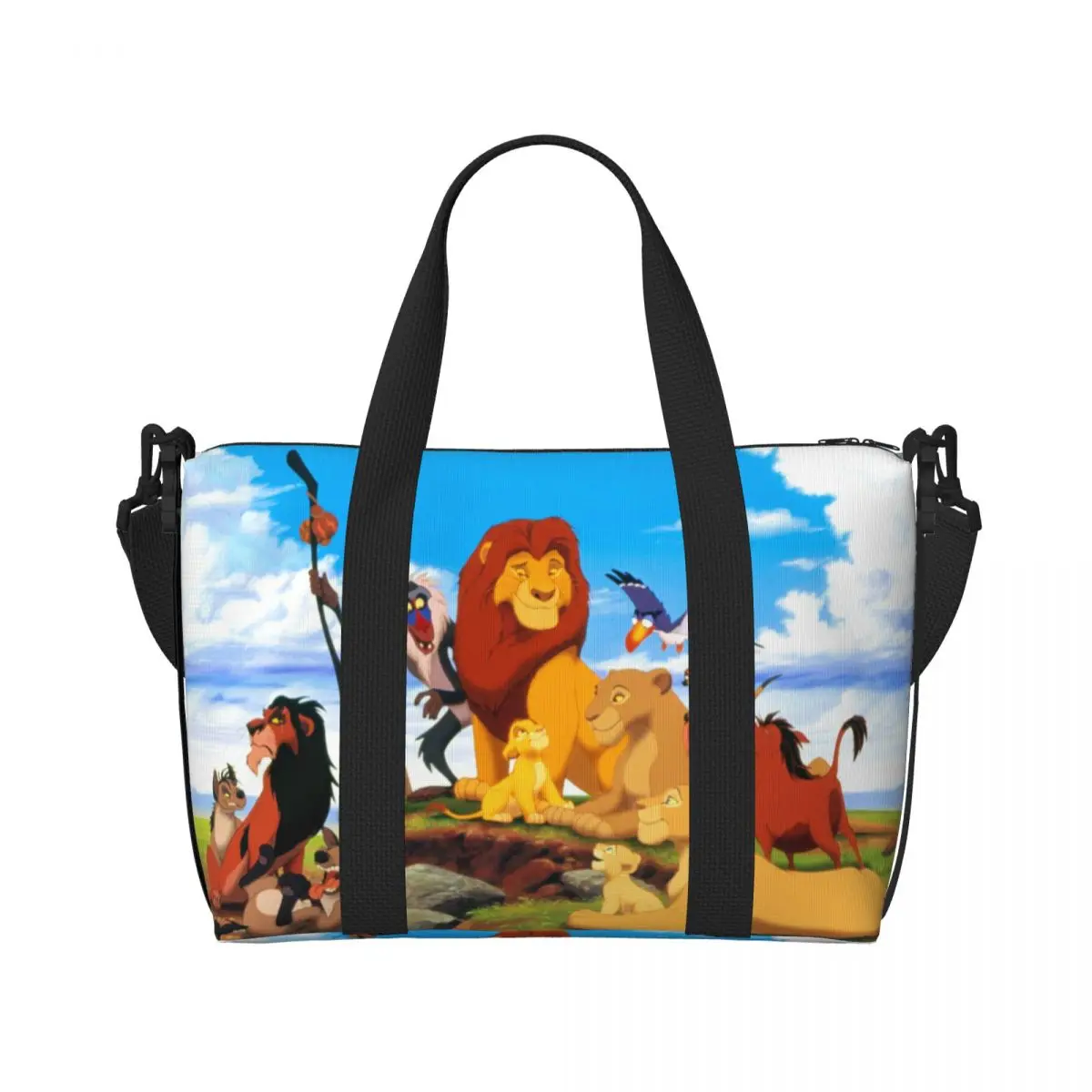 Custom King Lion Beach Tote Bag Women Hakuna Matata Large Compartment Gym Beach Travel Bags