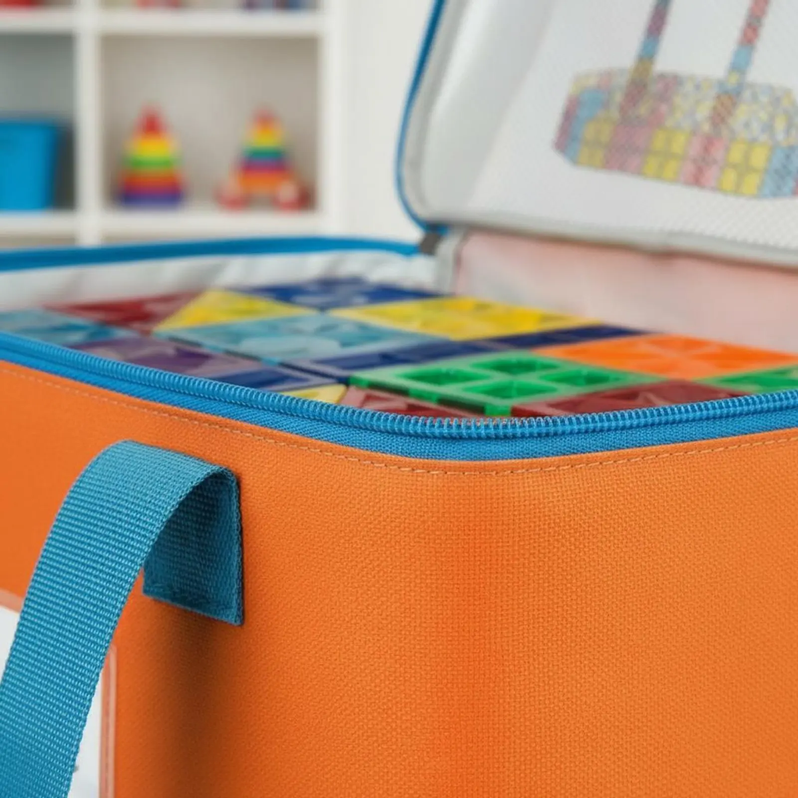 4 Pieces Toy Storage Bag Large Capacity Portable Construction Piece Organizer Zippered Play Bin Space Saving for Playroom view 5