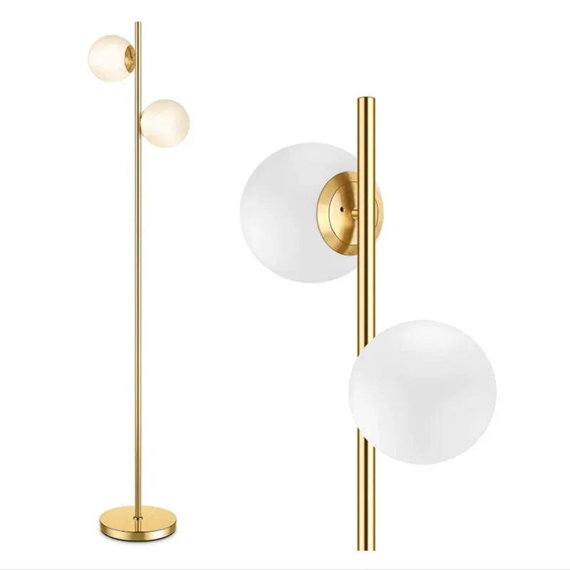 

Nordic floor lamp light luxury simple American study gold glass office bedroom living room sofa floor lamp