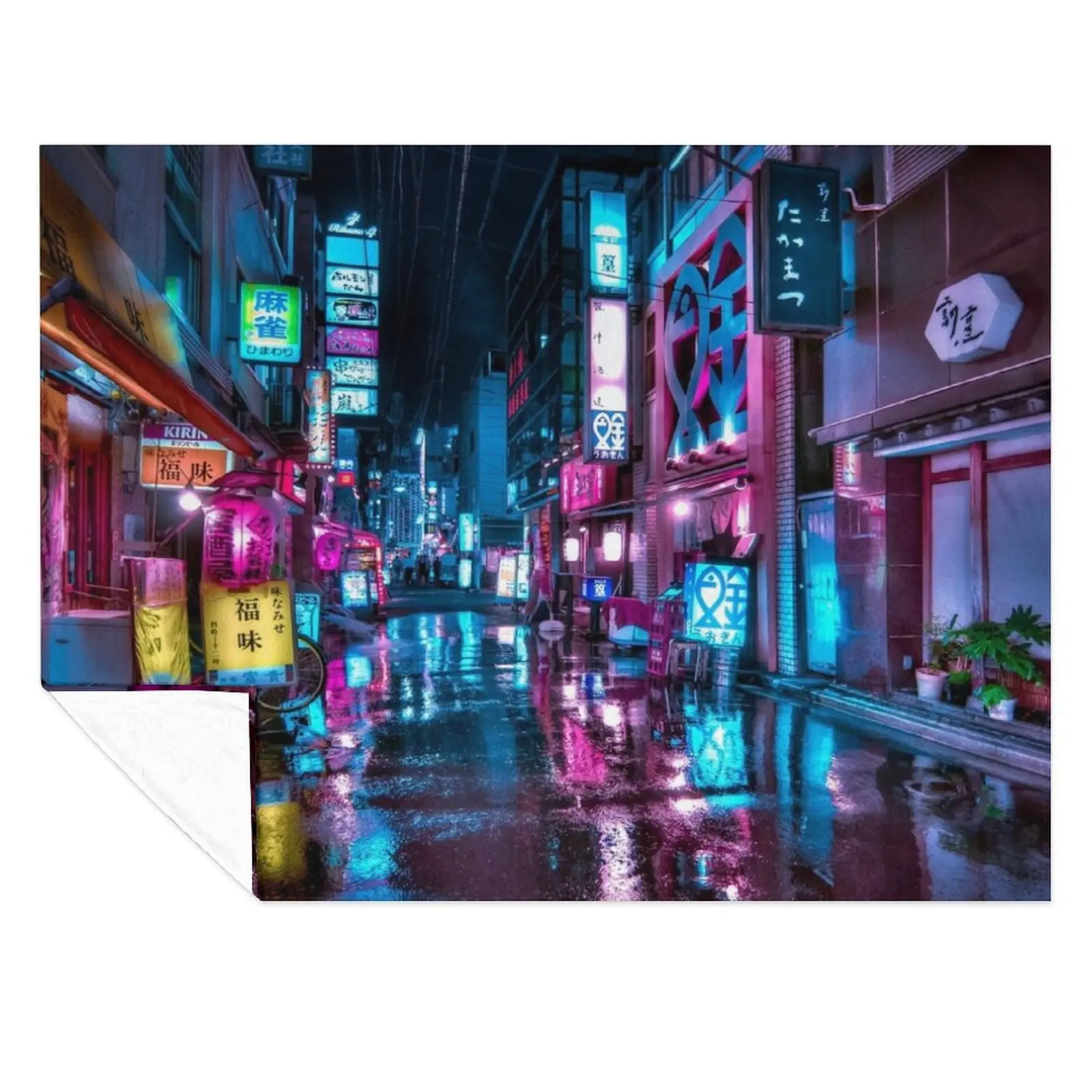 

Tokyo at Night - Shimbashi Throw Blanket Thermals For Travel Flannels Comforter Blankets