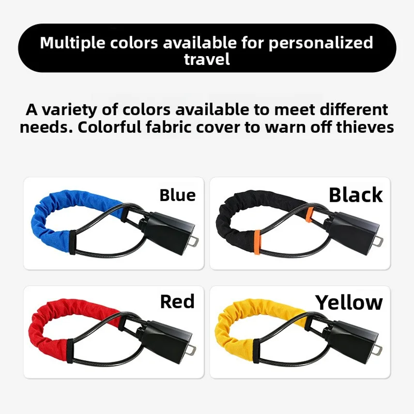 Car Steering Wheel Lock With Thickened Steel Cable, Anti-theft Safety Belt Buckle Lock, Universal Car Lock