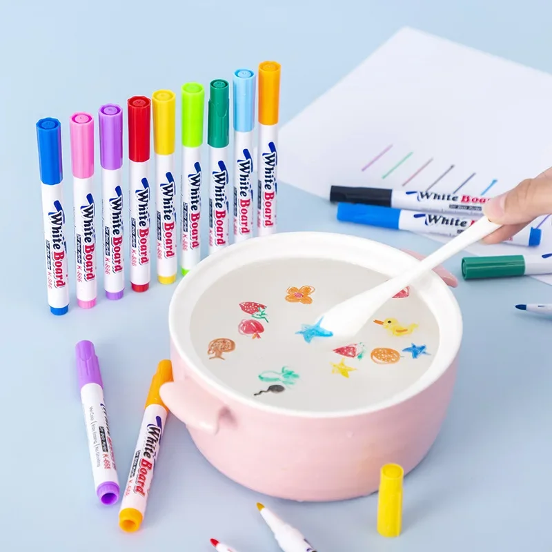 8/12 Colors Magical Water Painting Pen Water Floating Pen Colorful   Mark Pen Markers Floating Ink Pen Kids Painting Pen Toys