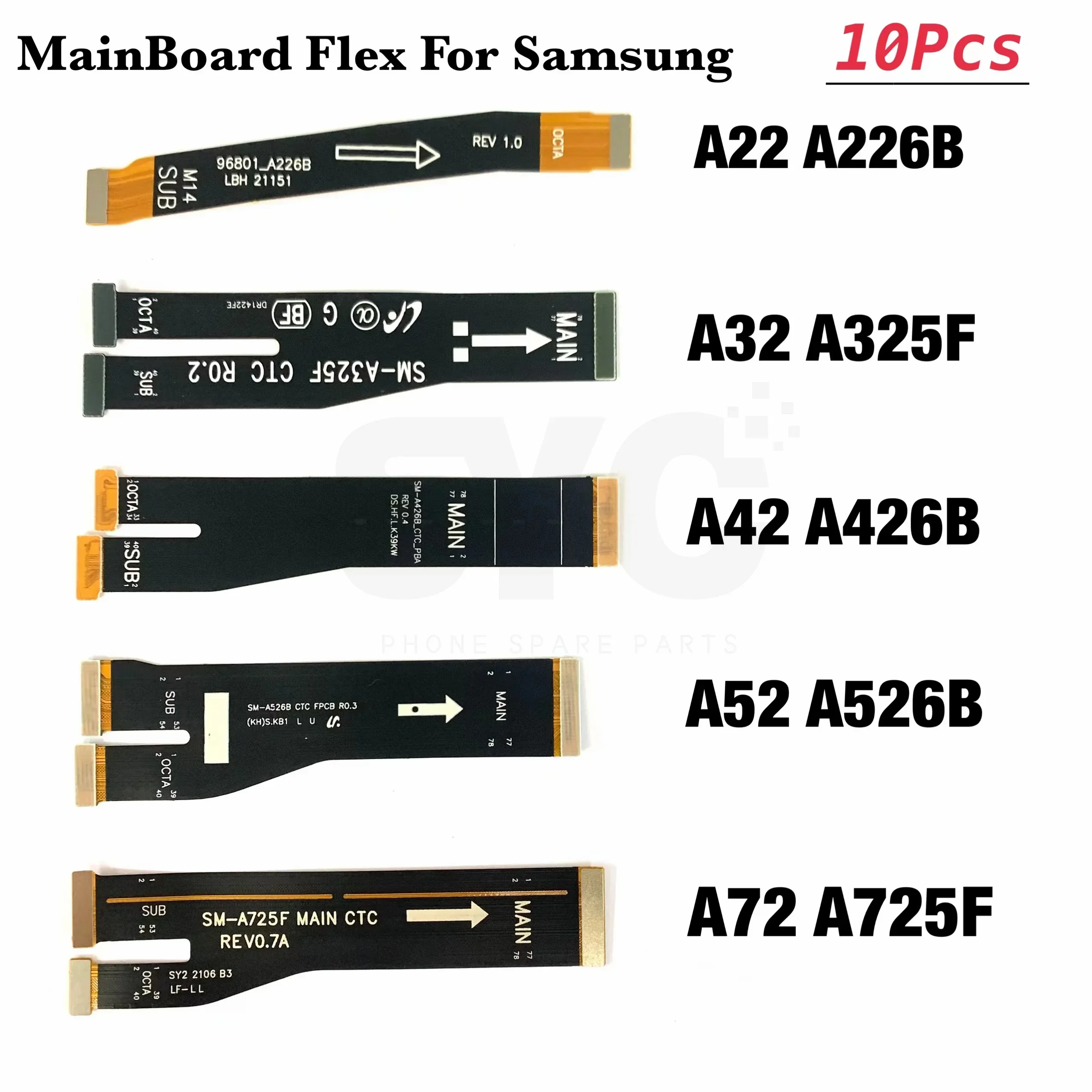 10Pcs Main Motherboard Flex Cable For Samsung A32 A325F A42 A52 A526 A22 4G 5G A225F A72 A725 Mainboard Flex Replacement parts