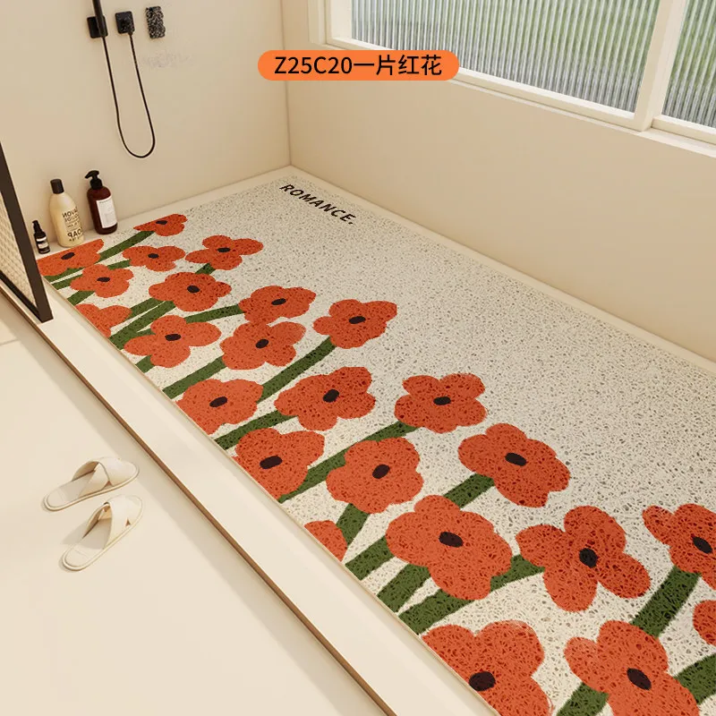 

Коврик для ванной из шелка, нескользящий, с отверстиями для слива, специальный коврик для душа, коврик для ног в ванную, можно обрезать по размеру