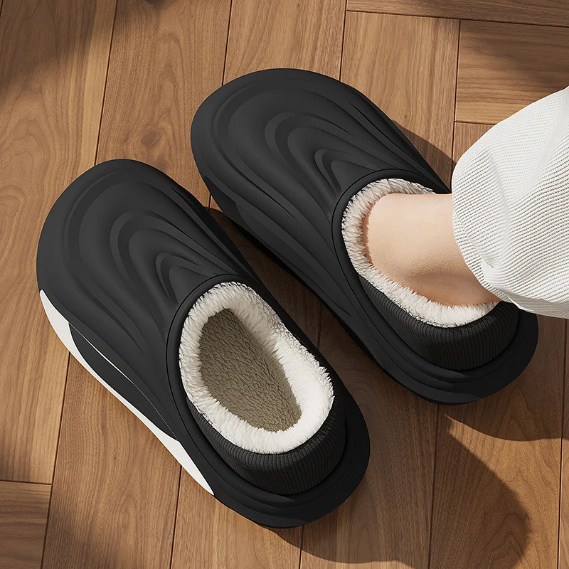 EVA Winter Slippers For Men Women Warm Fur Lined Waterproof Anti Slip Plush Indoor Outdoor Lightweight Home Cotton Shoes