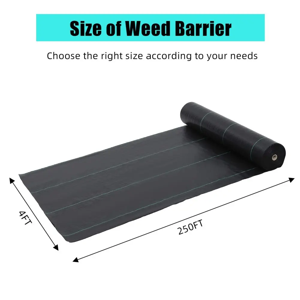 4ft x 250ft Premium Weed Barrier Landscape Fabric, 5oz Heavy Duty, Weed Control Fabric, High Permeability Good for Flower Bed