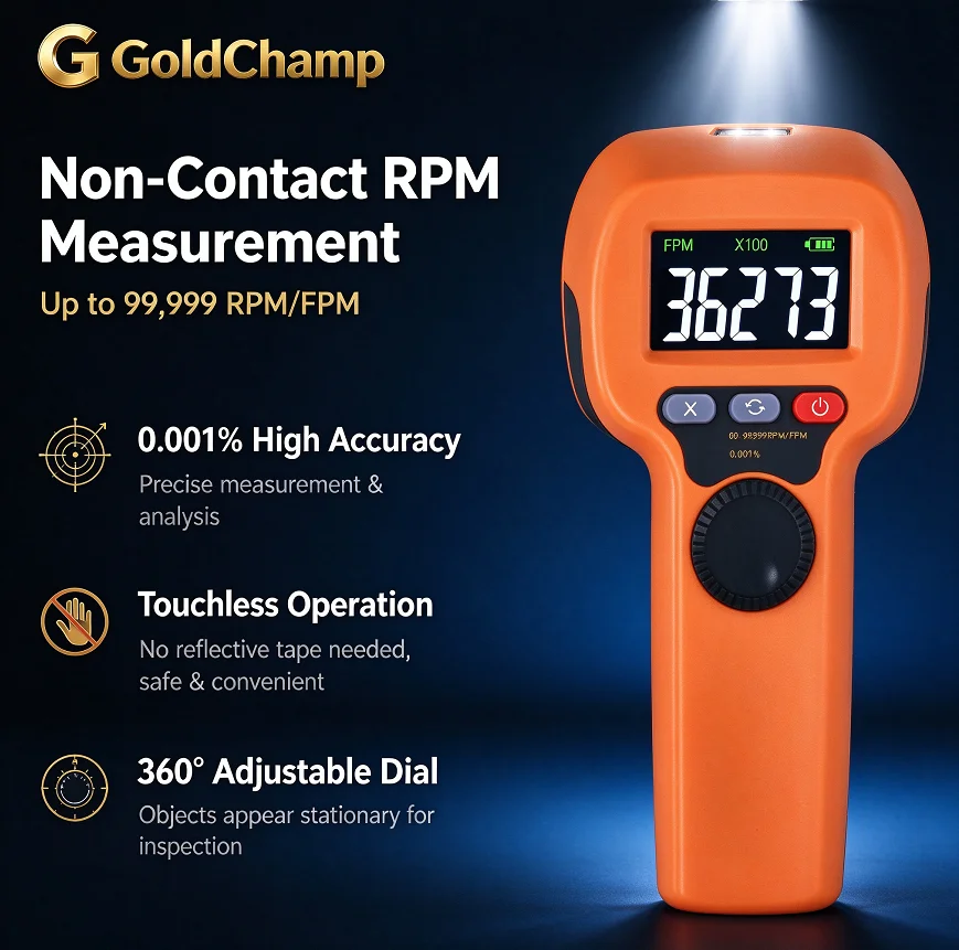 Handheld LED Stroboscope Tachometer High Bright USB Rechargeable Non Contact RPM Tester for Printing Textile Motor