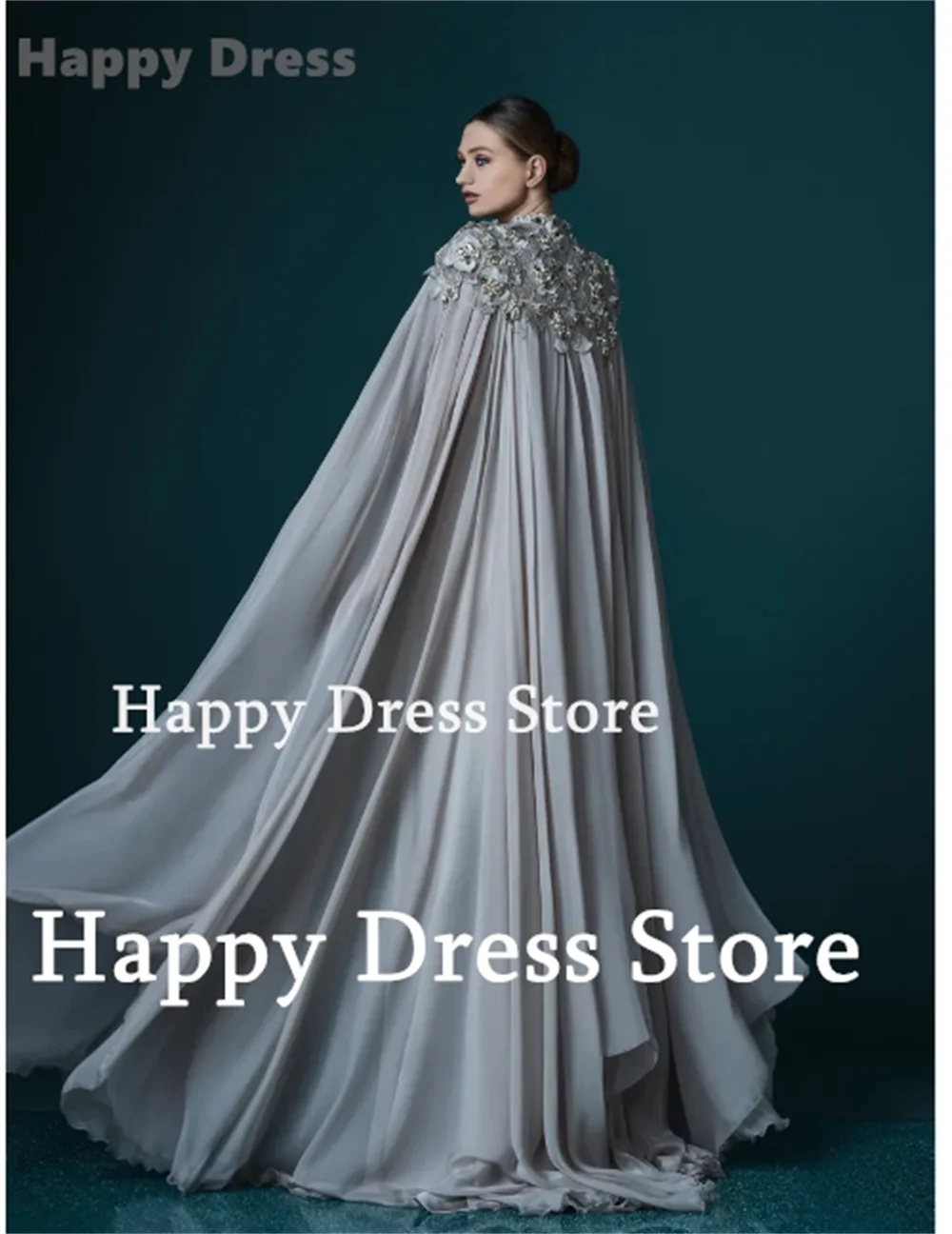 Happy Dress Arab Formal dress Appliques Flowers Elegant Evening Dress Special Occasion Party Dress Long Dress Robes de soirée