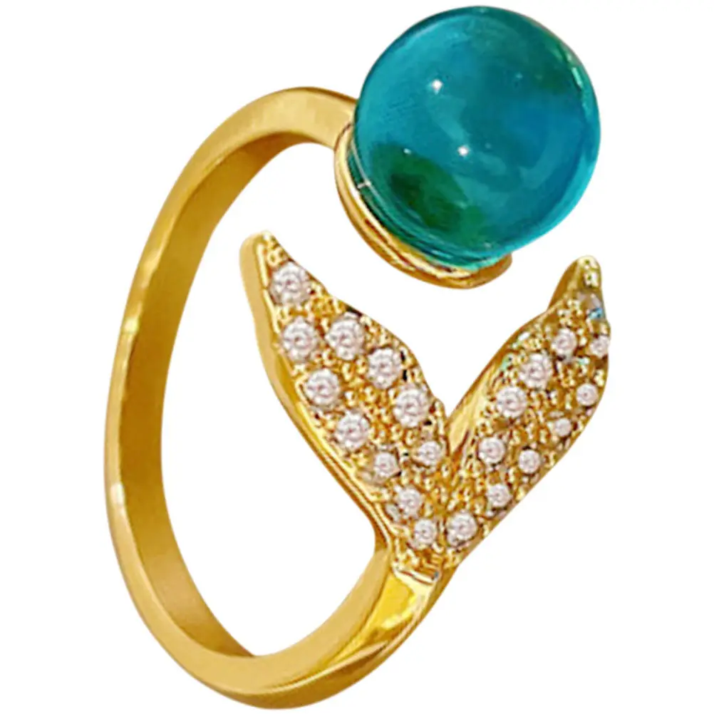 Adjustable Mermaid Open Ring for Women – Hypoallergenic Alloy Wedding Promise Jewelry