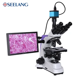 Professional Lab biological HD trinocular microscope zoom 2500X + 16MP electronic digital Camera USB HDMI VAG + 10-inch LCD led