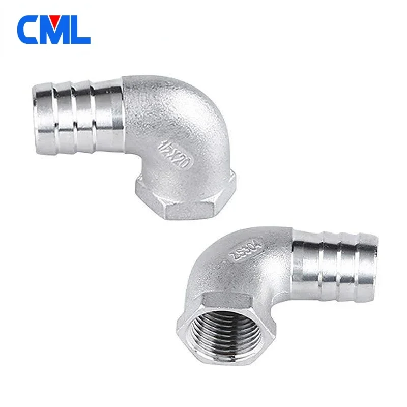 304 Stainless Steel BSP Female 90 degree Elbow Pipe Fitting Barb Hose Pagoda Joint Coupler 8mm 10mm 12mm 1/8 