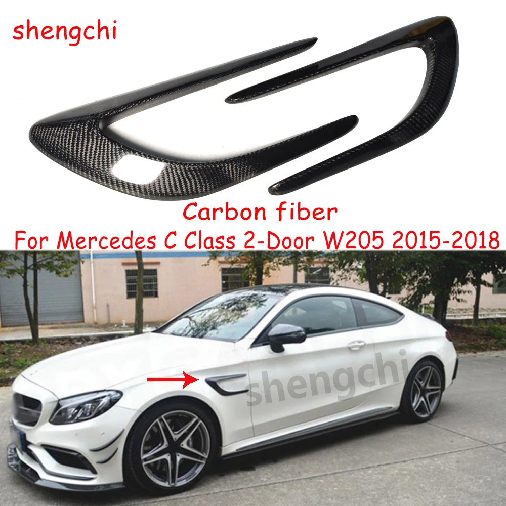 W205 Carbon Fiber Side Vent Canard Trim for Mercedes C Class 2-Door Coupe W205 Sport Edition Front Side Fender Vents Decoration