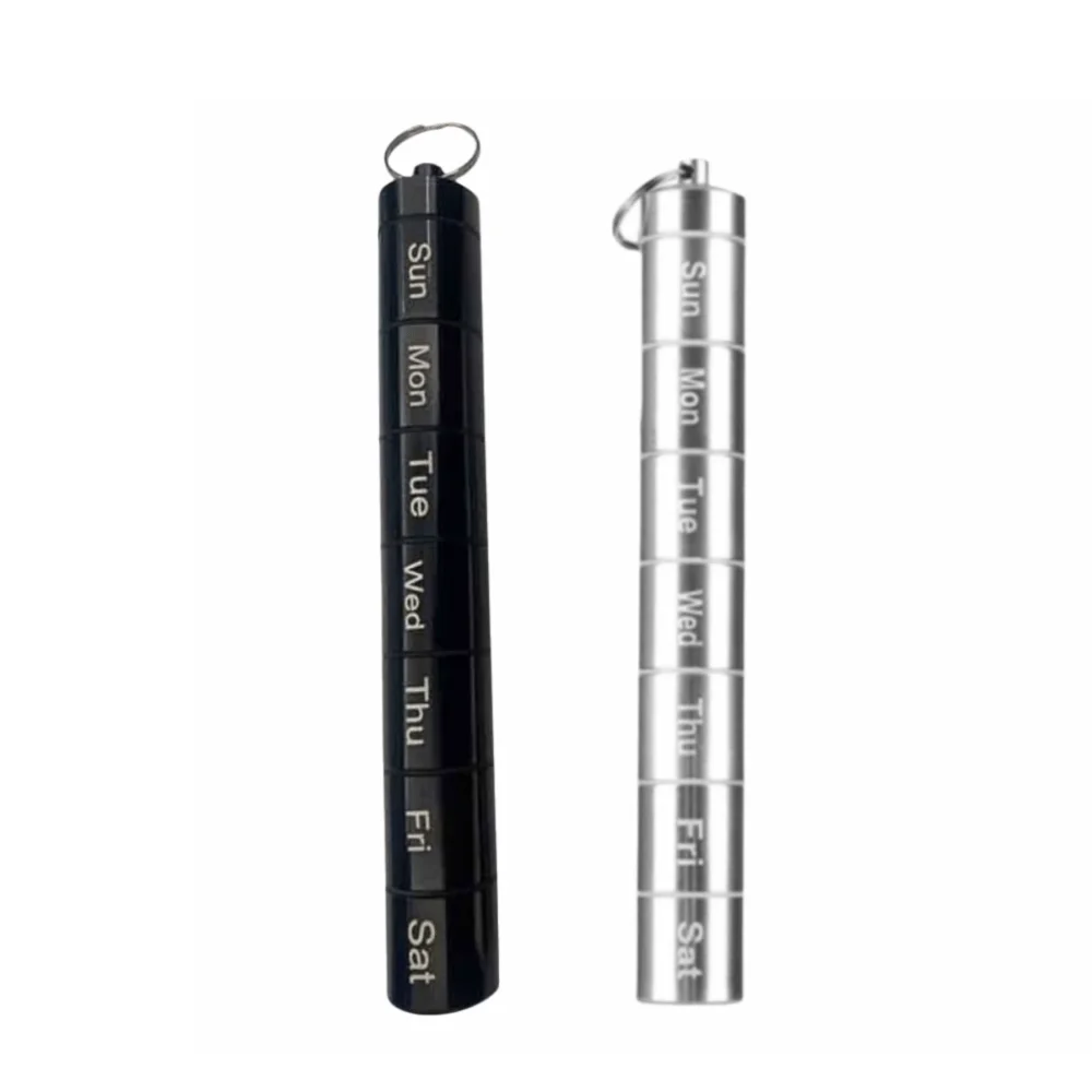 Aluminum Alloy Metal Storage Tube Silver Color 7 Compartment Storage Tube Keychain Durable Metal Portable Size