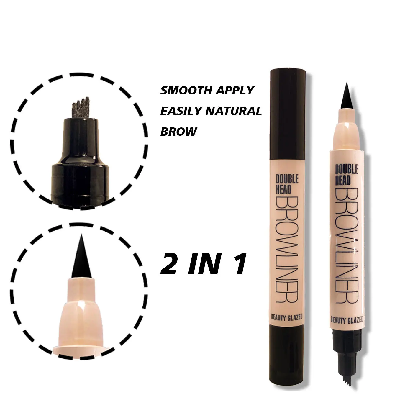 2 w 1 ołówek do brwi i kredka do oczu cienki pędzelek brązowy marker wodoodporny, odporny na pot, długotrwały kosmetyki do makijażu dla kobiet