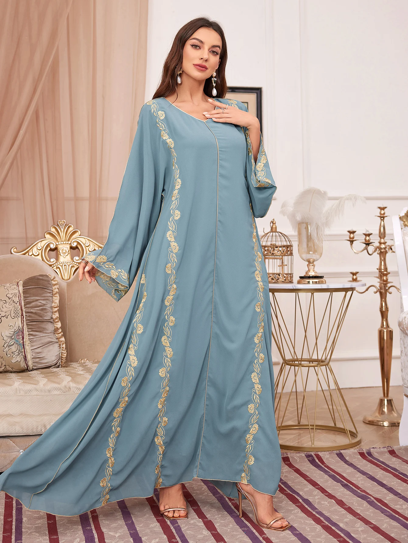 Uni 2025 Ramadan Muslimisches Damen-Abaya-Kleid, bestickt, Dubai, Naher Osten, Abendkleid, eleganter, lockerer Kaftan, Gala-Party-Kleidung