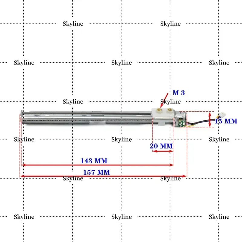 For Micro-slide 15mm Stepper Motor 2 Phase 4 Wire Linear Screw Stepper Motor Long Stroke 123mm