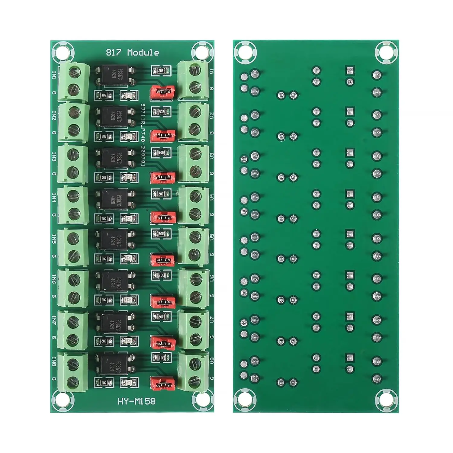 2 Stück PC817 8-Kanal-Optokoppler-Isolationsplatine Spannungswandlermodul 3,6–30 V fotoelektrisch isoliertes Modul