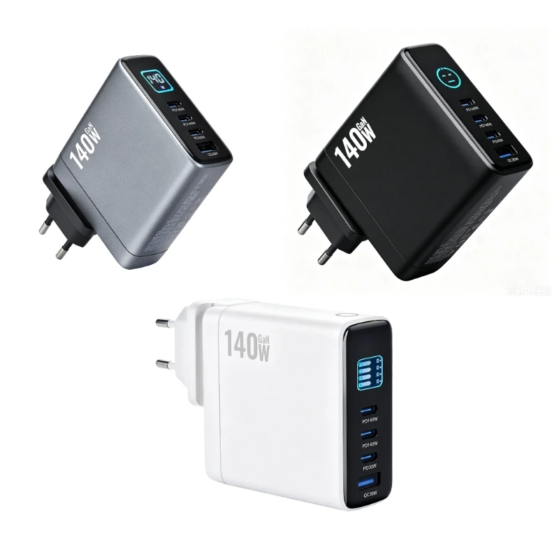 

140W Fast Chargers With TFT Display For Laptop Phone Tablet Multiple Port High Power Power Delivery Output Daily Use K1KF