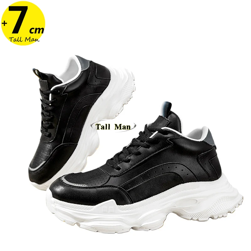 

Chunky Men's Sneakers 7cm Height Increase Elevator Shoes Lift Insole Plus Size 36-45