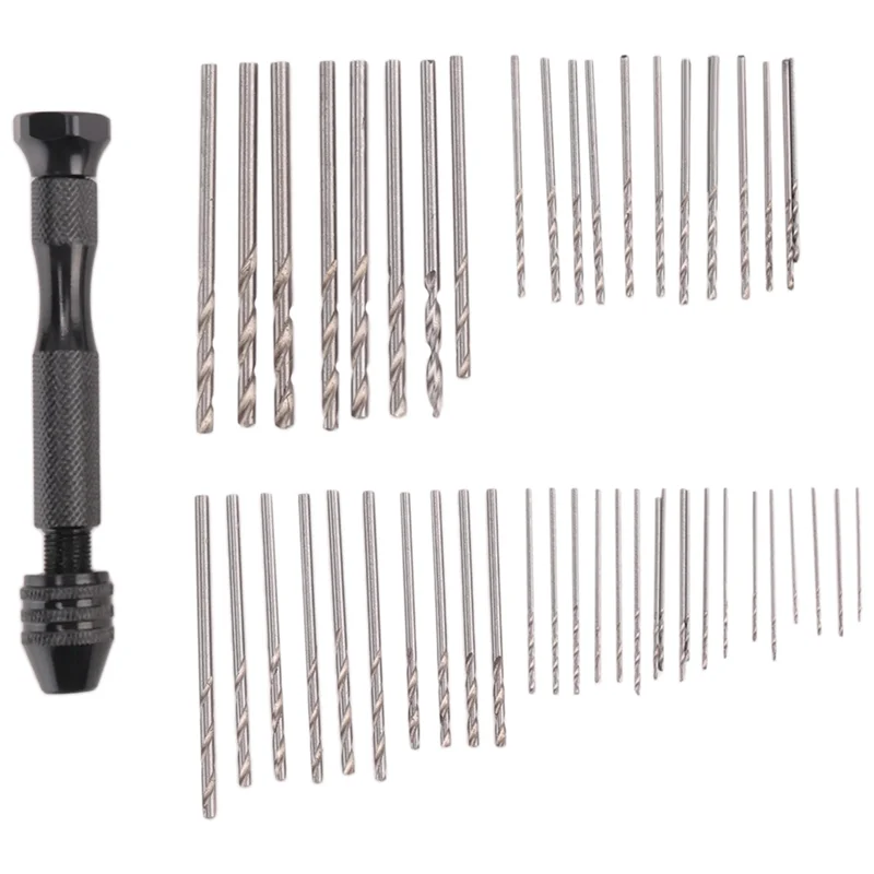 

AA21-Hand Drill Set Precision Pin Vise With 49 Pcs Mini Twist Drill Bits For Model,Diy,Jewelry Making,Multipurpose Rotary Tool D