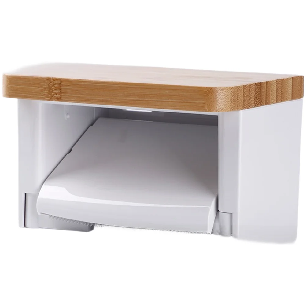 Simple Wood Mounted Toilet Paper Holder with Shelf for Efficient Bathroom Setup Phyllostachys pubescens 16.2x12x10.5cm
