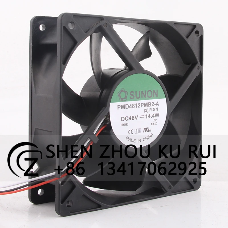 Case Fan Dual Ball Bearing for SUNON/KENJUN PMD4812PMB2-A 48V 120*120*38MM 14.4W 12038 3-wire High Airflow Cooling Fan