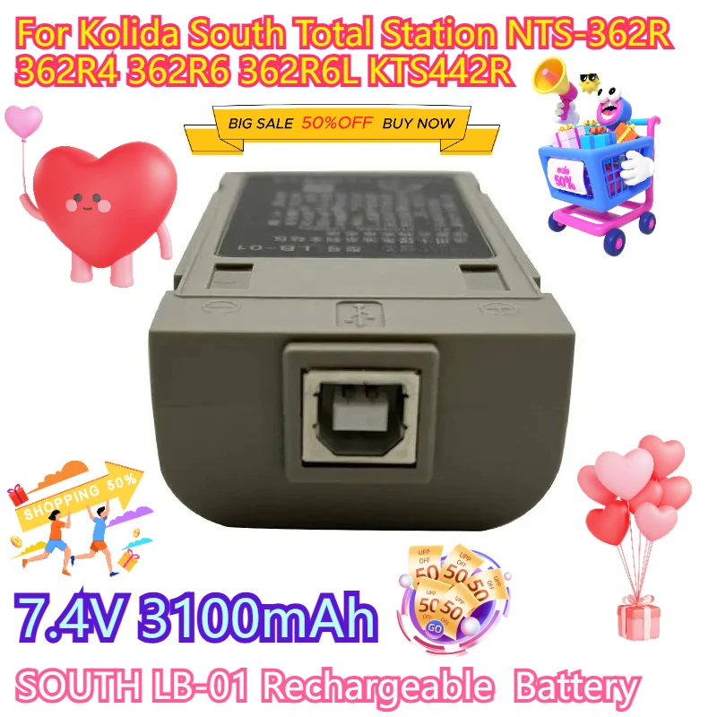 

7.4V 3100mAh LB-01 Rechargeable Battery for Kolida South Total Station NTS-362R 362R4 362R6 362R6L KTS442R