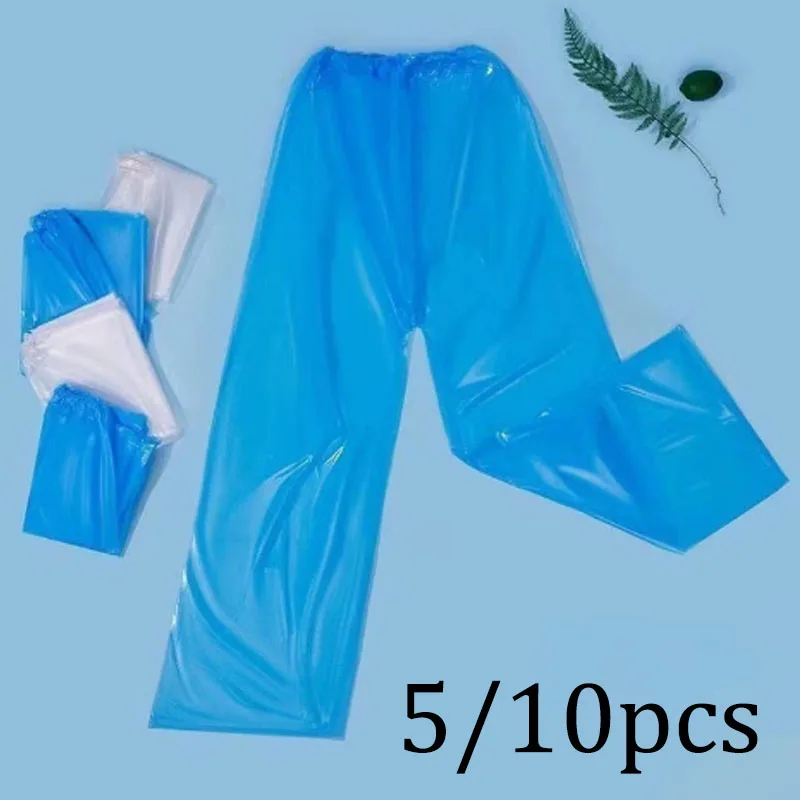 5/10PCS Disposable Raincoat Pants Portable Splash Proof Split Raincoat Outdoor Travel Drifting Cycling Feet-wrapped Rain Pants