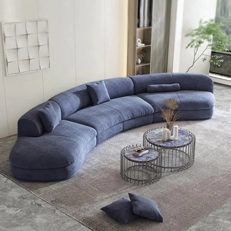 Modern color fabric living room sofa set Luxury combined curved corner modular sofa, suitable for large apartments