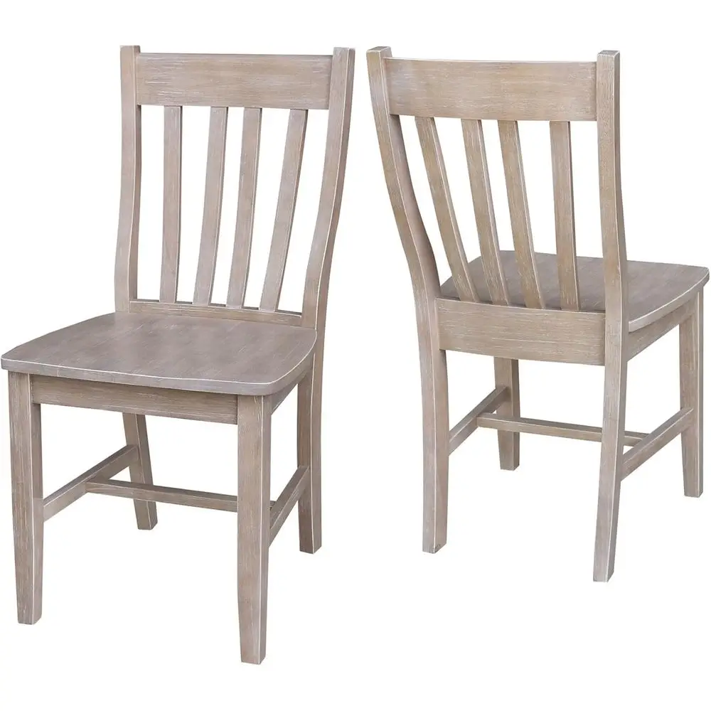 

Two Carved Dining Chairs in Washed Gray Taupe Finish