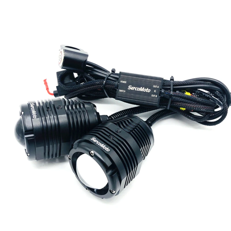 28W mini High Low Beam Motorcycle fog light with lens projector for Auto ATV Tracker Moto LED work lamp