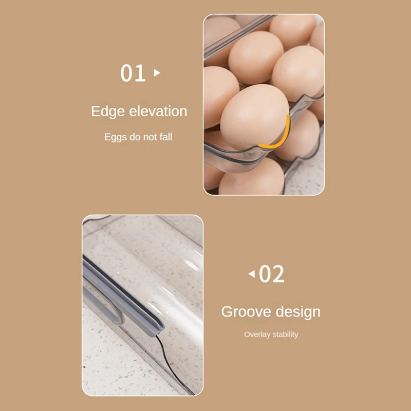 2 Layer Storage Egg Container For Refrigerator Fit For Refrigerator With Lid And Time Scale