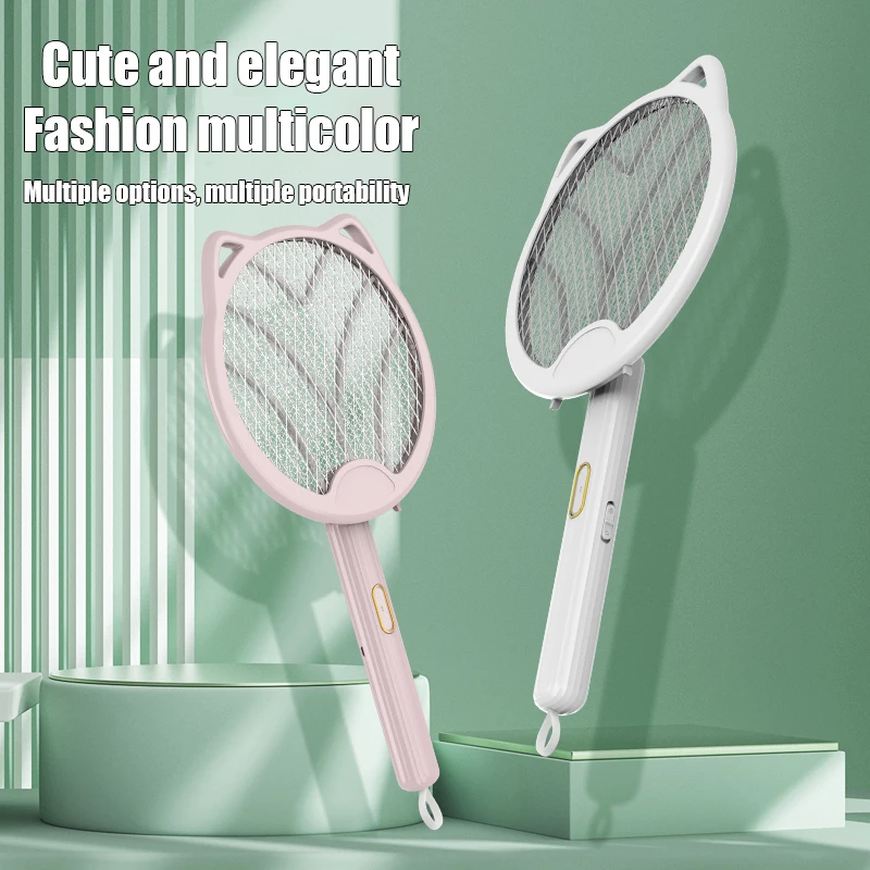 Folding Swatter Mosquito Elétrico, Recarregável, Durável, Doméstico, Fly, Bateria De Lítio, Novo, 4 em 1