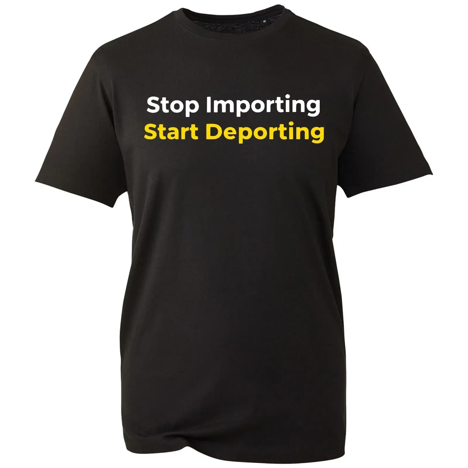 Stop Importing Start Deporting T Shirt Anti Migranten Protest Spruch  vintage Washed Stretched Versatile Casual graphic fashion