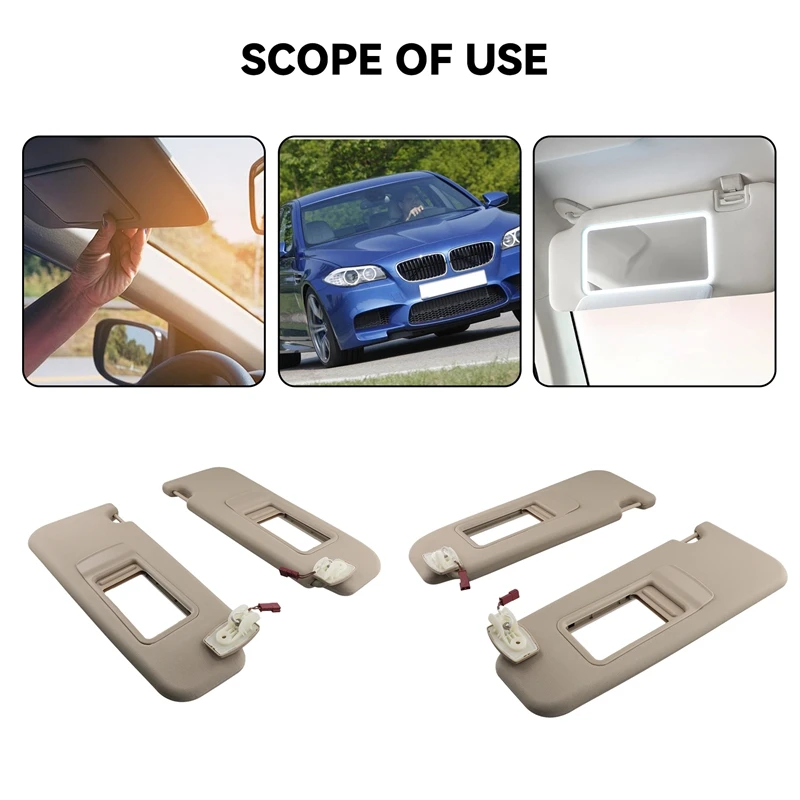 

1 Pair Beige Car Sun Visors For BMW 5 SERIES F10 F11 F18 2011-2015 51167248857 51167248858